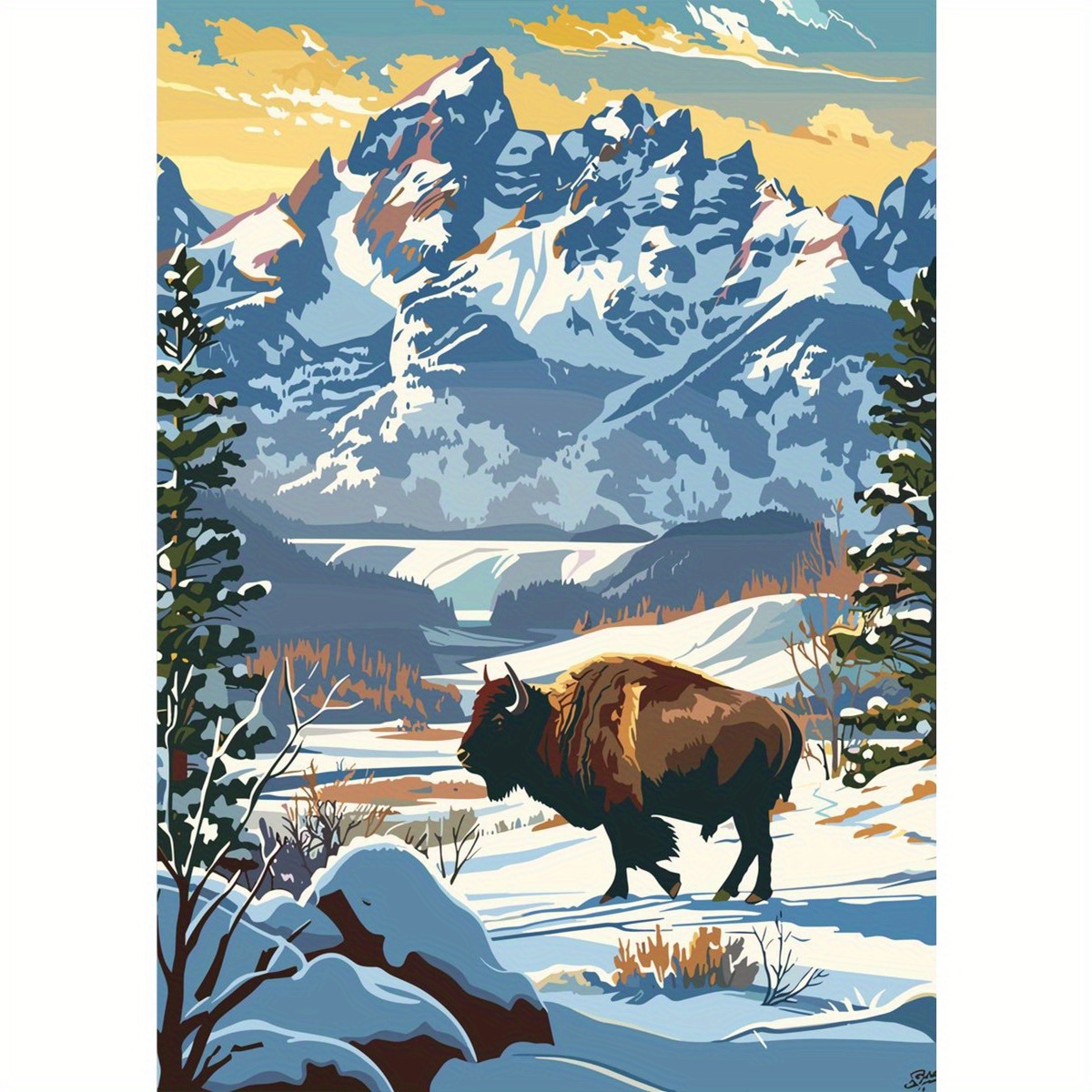 Canvas Wrap Ready - 1pc frameloze canvasprint - bizon in