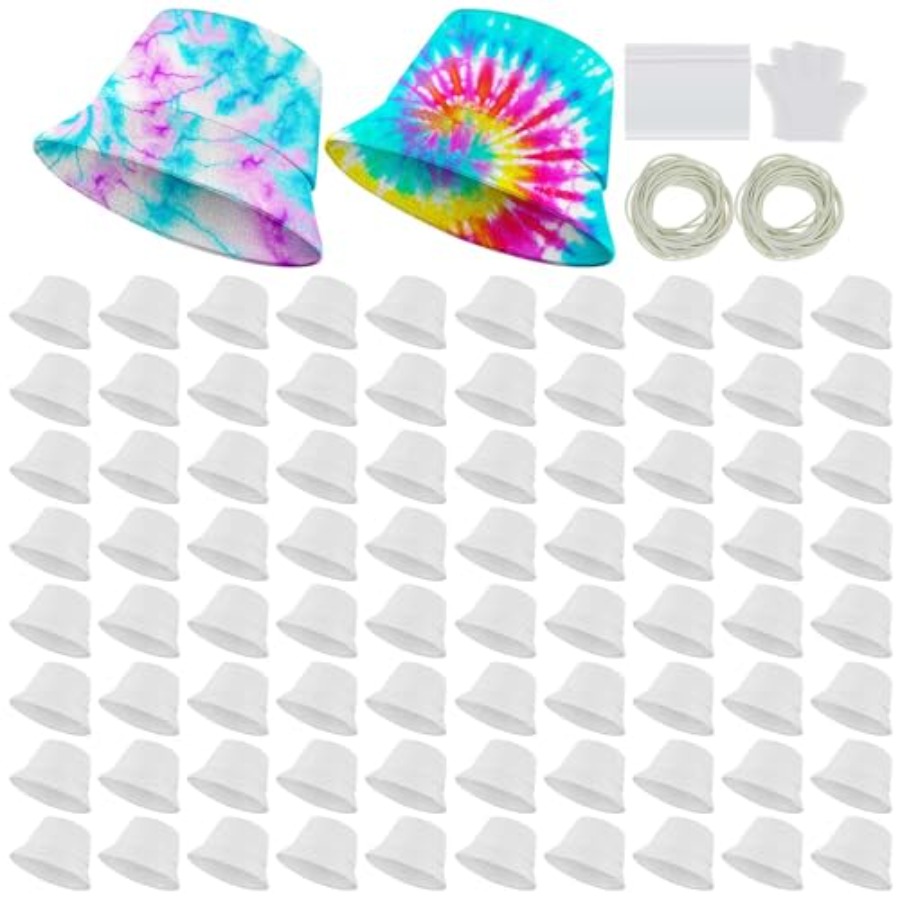 Hat Sublimation Blank - Witte katoenen bucket hat voor tie-dye,