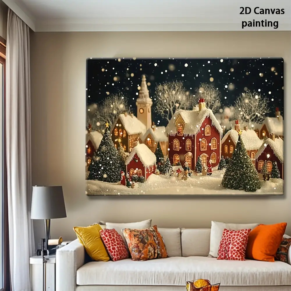 1pc 2D retro kerstavond en de  - Canvas Wrap Ready recensie en prijs